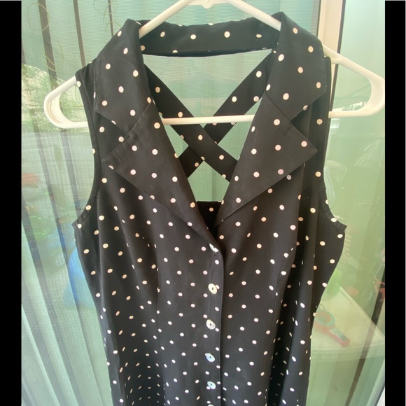 Vintage black and cream polka dot dress - Picture 3 of 7